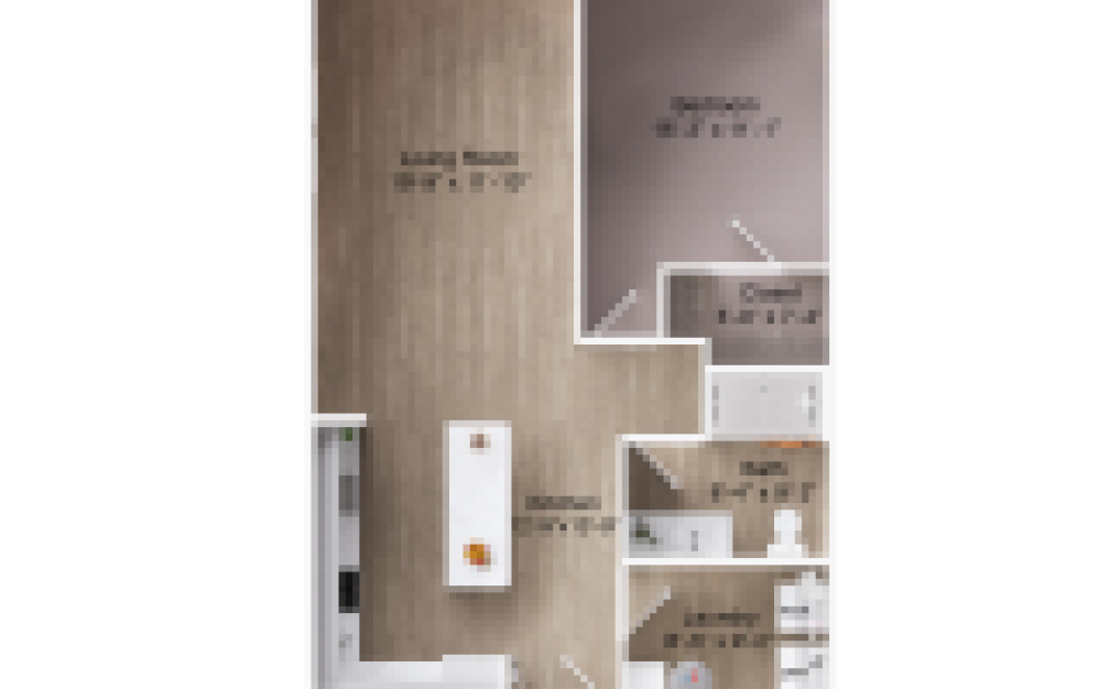 A1C - 1 bedroom floorplan layout with 1 bath and 816 square feet. (2D)